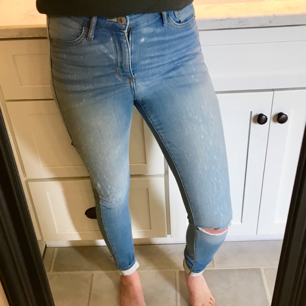 Light blue jeans!